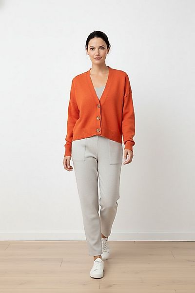 Zuckerwatte Strickjacke modische kurze Form, V-Ausschnitt, Merino Cashmere günstig online kaufen