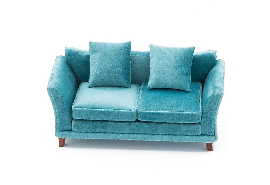 Streets Ahead Dollshouse Puppenmöbel Sofa fürs Puppenhaus, Samt, türkis Maß günstig online kaufen
