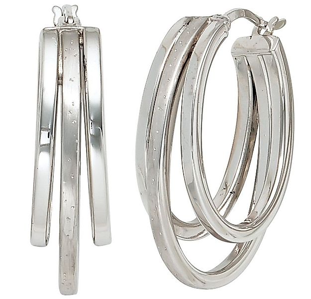 Schmuck Krone Paar Creolen Creolen 28,9mm 925 Silber kreisförmig 3-reihig, günstig online kaufen