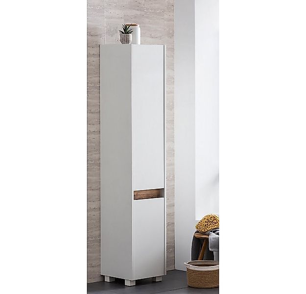 Lomadox Hochschrank Corato CORATO-80 in Weiß mit Blende in Wildeiche Nb., : günstig online kaufen