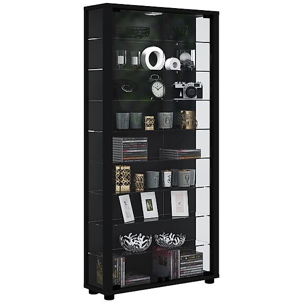 ebuy24 Lumo Maxi Vitrinenschrank mit LED-Licht 8 Glasböden Schwarz günstig online kaufen