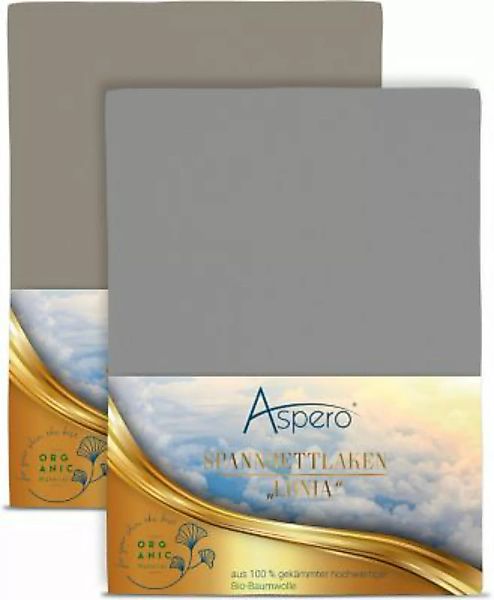 Aspero® 2 x Spannbettlaken aus Bio-Baumwolle Bettlaken hellgrau Gr. 180 x 2 günstig online kaufen