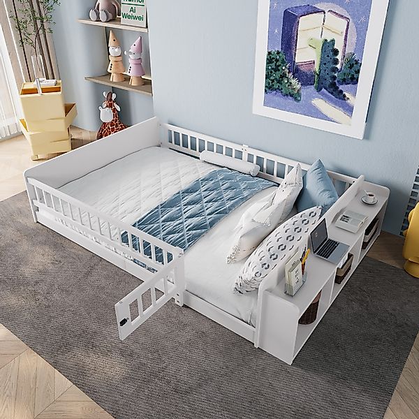 Flieks Kinderbett, Holzbett Bodenbett Doppelbett 140x190cm günstig online kaufen