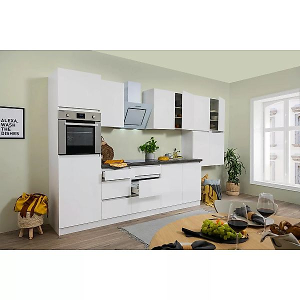 Respekta Küchenzeile GLRP370HWWM Grifflos 370 cm Weiß matt günstig online kaufen