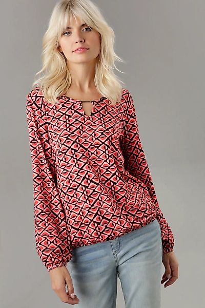 Aniston SELECTED Rundhalsshirt, mit Cut-Out und Zierdetail am Ausschnitt günstig online kaufen