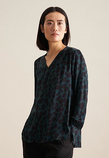 seidensticker Shirtbluse "Schwarze Rose", Langarm V-Neck Druck günstig online kaufen