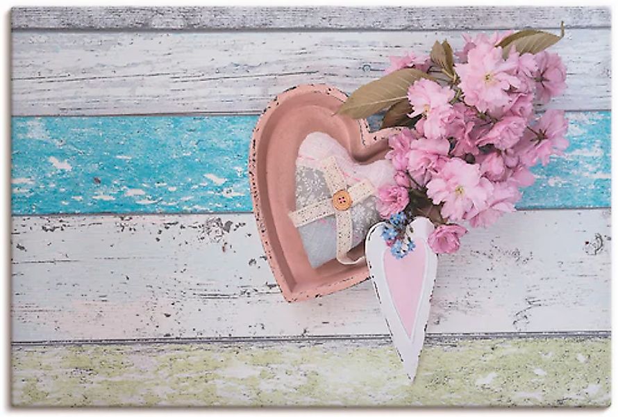Artland Leinwandbild »Stillleben mit Kirschblüten und Herzen« Arrangements günstig online kaufen