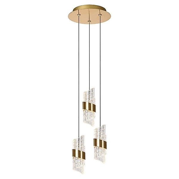 LED Pendelleuchte Kligande in Gold-matt und Transparent 3x 8W 1800lm günstig online kaufen