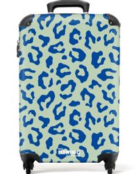 NoBoringSuitcases.com© Hartschalen-Trolley Blauer und grüner Pantherdruck günstig online kaufen