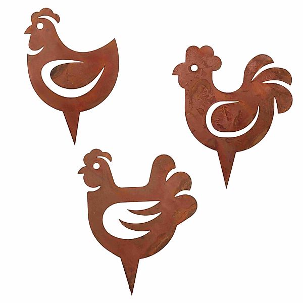 Rostikal Dekofigur Hahn und Huhn Gartenstecker, günstig online kaufen