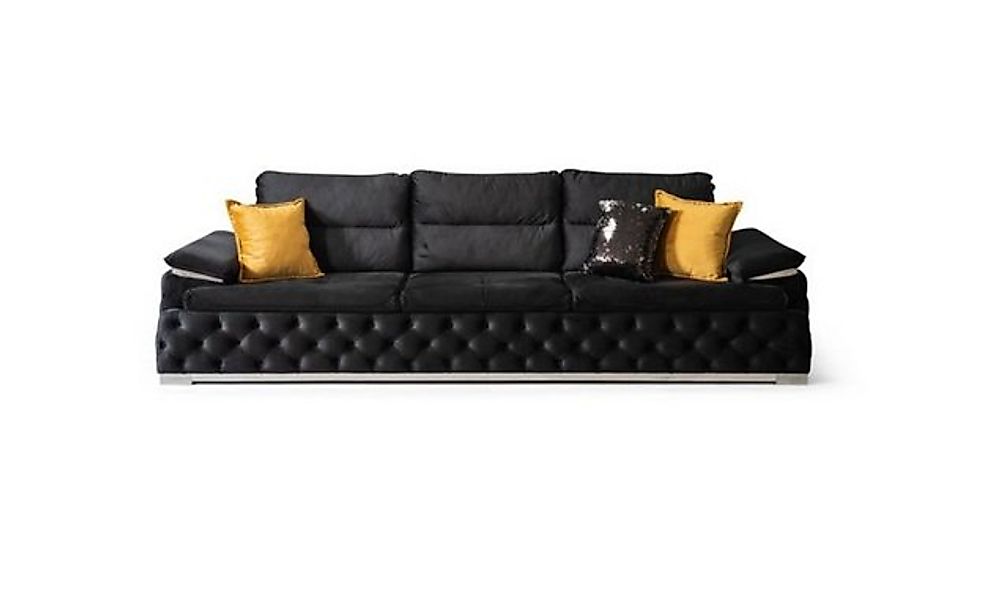 JVmoebel Sofa Dreisitzer Couch 4er Sitz Sofas Zimmer Möbel Schwarz Polster günstig online kaufen