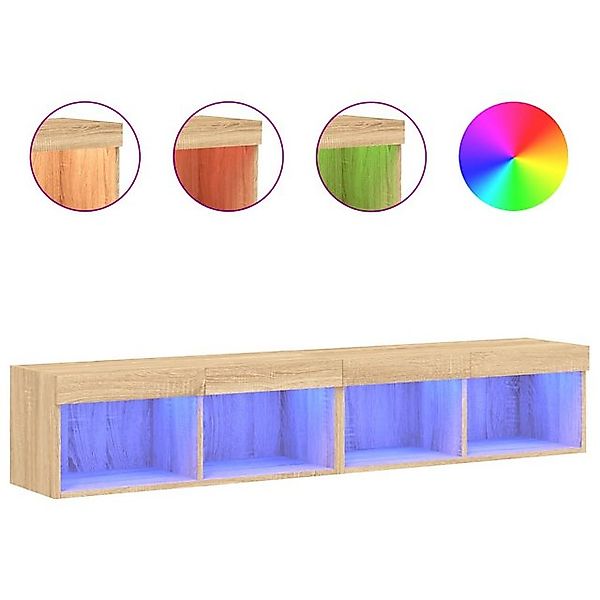 vidaXL TV-Schrank TV-Schränke mit LED Leuchten 2 Stk Sonoma Eiche 80x30x30 günstig online kaufen