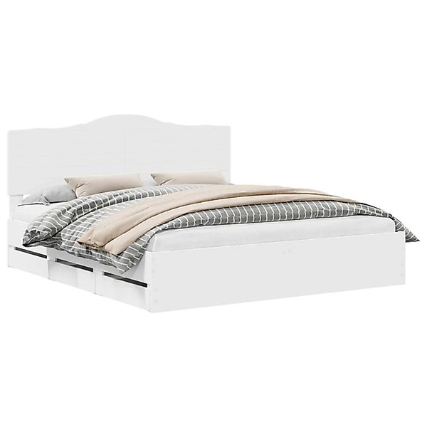 vidaXL Bettrahmen mit Schubladen Weiß 200 x 200 cm Ingenieurs Holz 3413380 günstig online kaufen