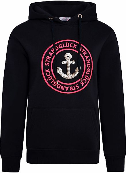 Zwillingsherz Kapuzensweatshirt mit neonfarbenen Stickereien und günstig online kaufen