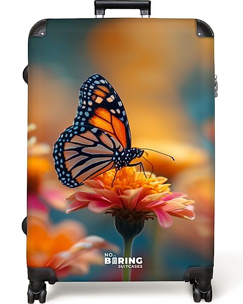 NoBoringSuitcases.com© Hartschalen-Trolley Schmetterling auf rosa Blume günstig online kaufen