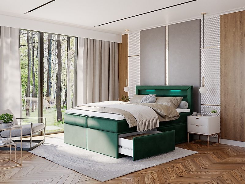 thematys Boxspringbett mit LED Polsterbett Stauraumbett günstig online kaufen