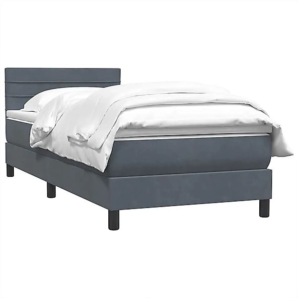 vidaXL Boxspringbett mit Matratze Dunkelgrau 90x220 cm Samt 3316336 günstig online kaufen