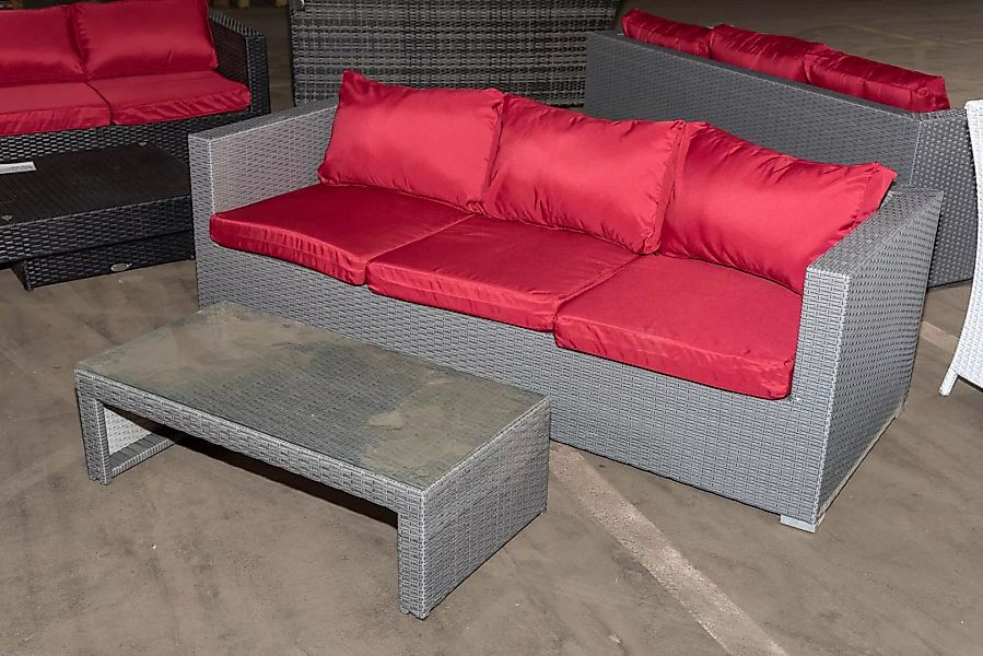 #HBM 1291: 3er Sofa Liberi mit Tisch Malolo-grau-rubinrot günstig online kaufen