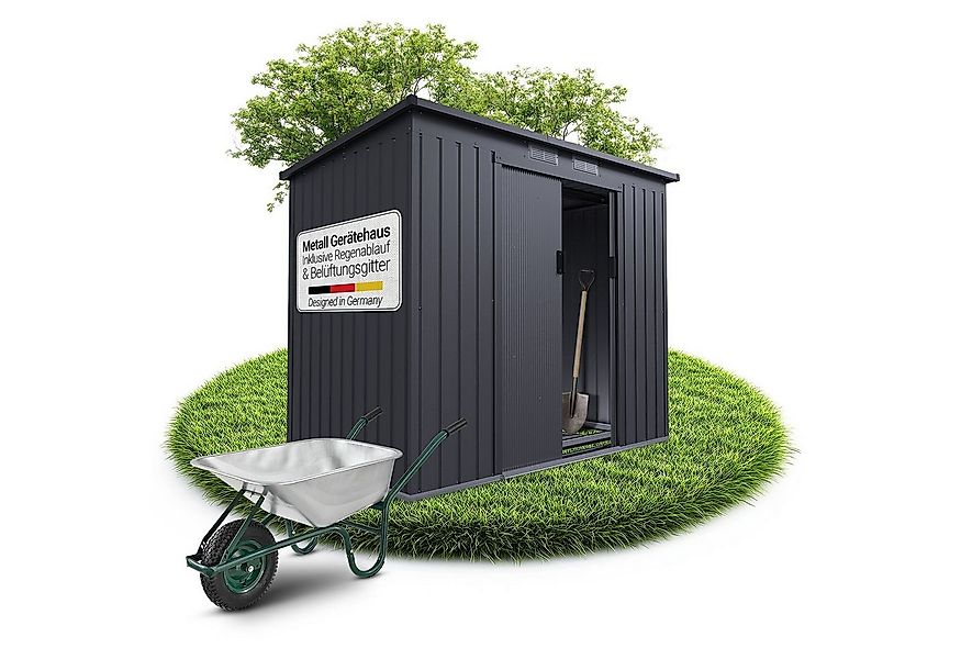 Juskys Gartenhaus M, BxT: 218x132 cm, mit Pultdach, Schiebetür, Fundamentra günstig online kaufen