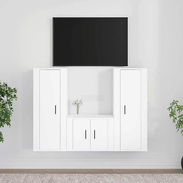 Vidaxl 3-tlg. Tv-schrank-set Weiß Holzwerkstoff günstig online kaufen