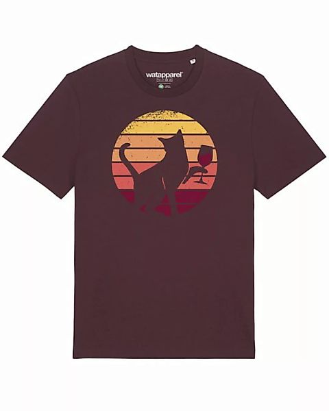 wat? Apparel Print-Shirt Sunset Katze & Rotwein (1-tlg) günstig online kaufen