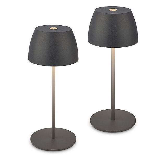 Briloner Leuchten Tischleuchte 2x LED Akku Tischlampe kabellos Anthrazit 20 günstig online kaufen