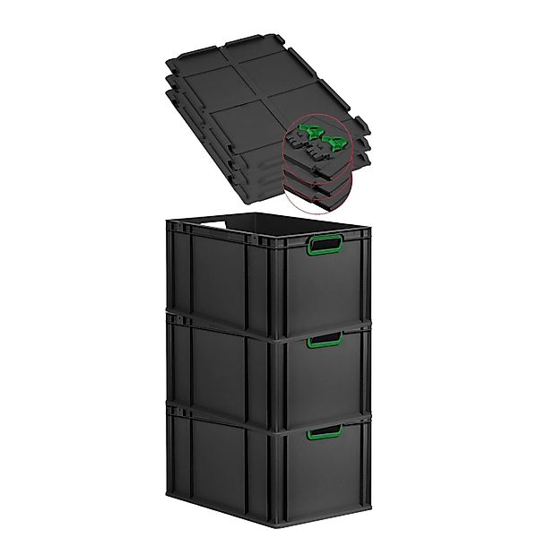 PROREGAL SuperSparSet 3x Eurobox Nextgen Color Mit Scharnierdeckel HxBxT 32 günstig online kaufen