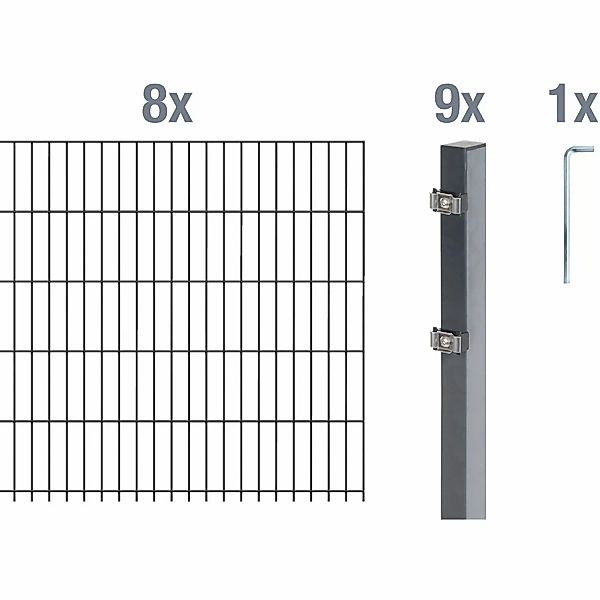 Alberts Doppelstabmattenzaun Grundset, (Set), Höhe: 80-160 günstig online kaufen