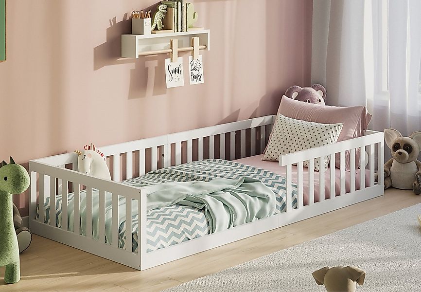 Kids Collective Kinderbett Bodenbett Bett mit Rausfallschutz & Lattenrost M günstig online kaufen