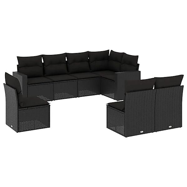 vidaXL 8-Tlg Garten-Sofagarnitur mit Kissen Schwarz Poly Rattan 3251402 günstig online kaufen