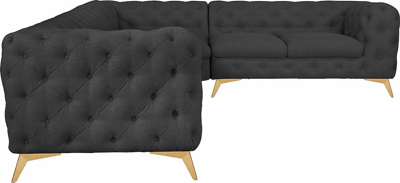 Leonique Chesterfield-Sofa "Ecksofa GLYNIS L-Form mit Wellenunterfederung, günstig online kaufen