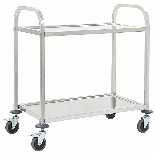 VidaXL 2-Stufiger Servierwagen 96,5 x 55 x 90 cm Edelstahl günstig online kaufen