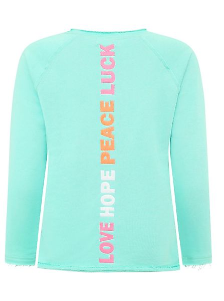 Zwillingsherz Sweatshirt ""Love Smile Luck"", mit Used-Look Kanten und Stic günstig online kaufen