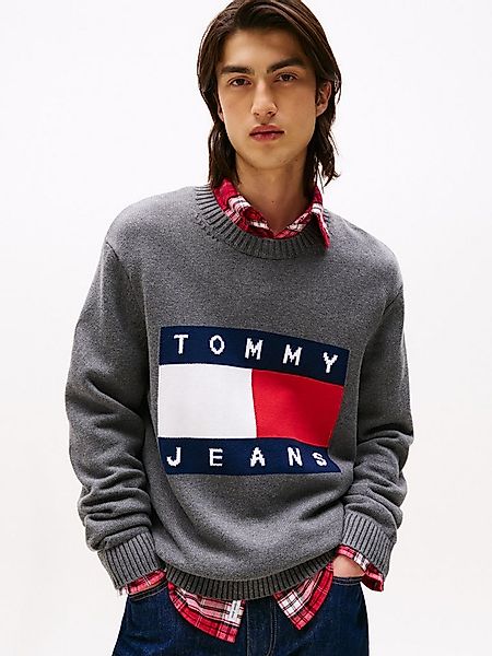 Tommy Jeans Strickpullover TJM MELANGE FLAG SWEATER Regular Fit, Rundhals R günstig online kaufen
