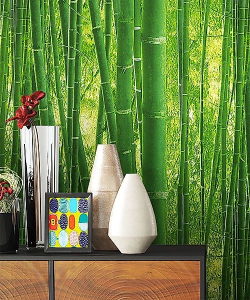 Newroom Papiertapete, Blumentapete Grün Bambus Wallpaper günstig online kaufen