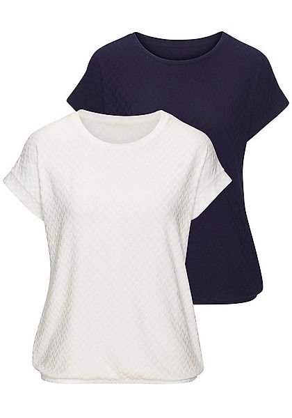 Vivance Kurzarmshirt mit modischem Jacquard-Muster (Packung) mit schönem Ja günstig online kaufen