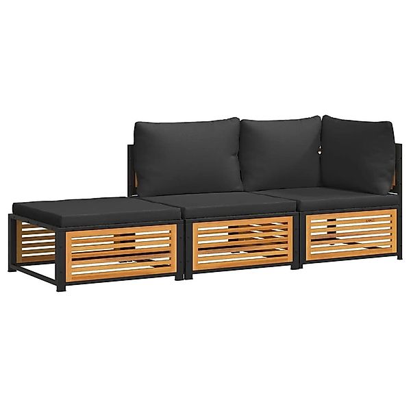 vidaXL Gartenlounge-Set 3-tlg. Garten-Sofagarnitur mit Kissen günstig online kaufen