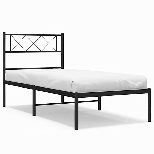 vidaXL Bettgestell Bettrahmen mit Kopfteil Metall Schwarz 90x190 cm Bett Be günstig online kaufen