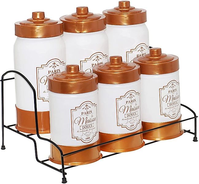 Lashuma Aufbewahrungsdose Weiß-Kupfer (Set, 6 St), Frischhaltedosen Glas, V günstig online kaufen