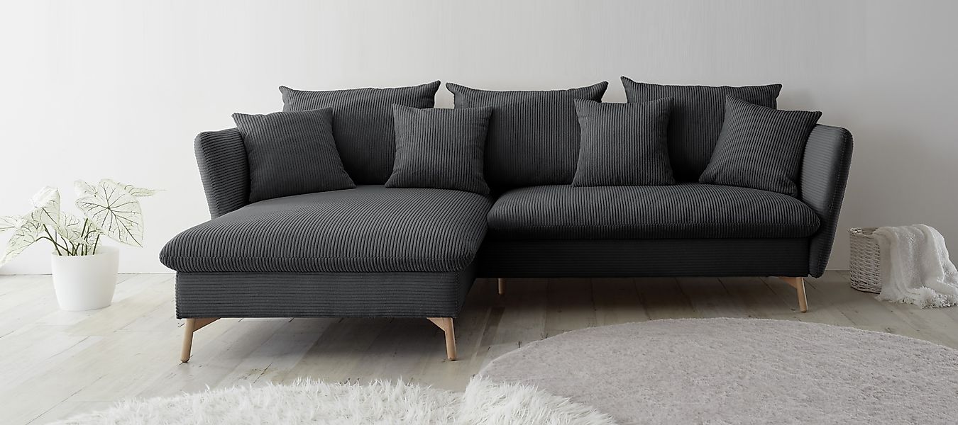 OTTO home Ecksofa »MERLE, 258 cm, L-Form, traumhafter Cord,« mit Bettfunkti günstig online kaufen