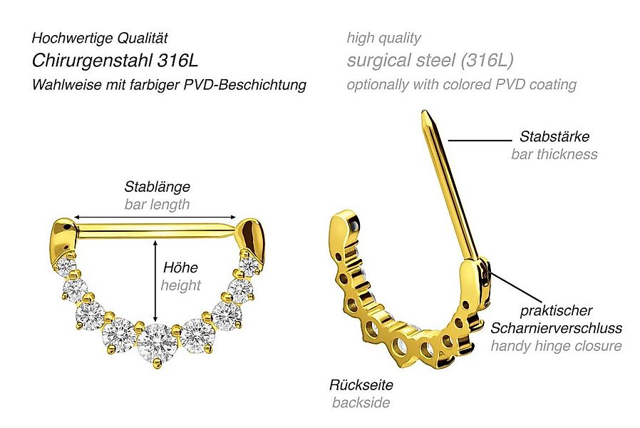 PIERCINGLINE Brustwarzenpiercing Chirurgenstahl Nippelpiercing Clicker 9 KR günstig online kaufen