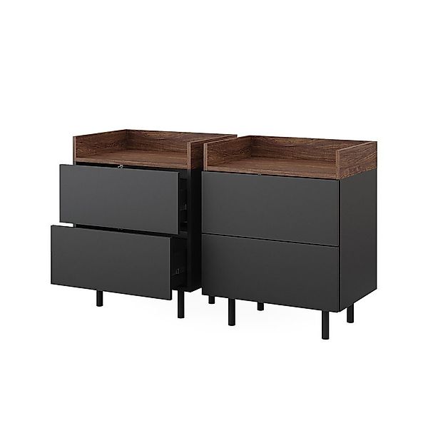 Vicco Nachtschrank Anika, Anthrazit/Nussbaum, 54 x günstig online kaufen