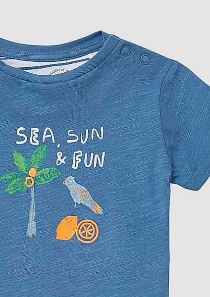 s.Oliver Kurzarmshirt Baumwoll-T-Shirt mit Stickerei und günstig online kaufen