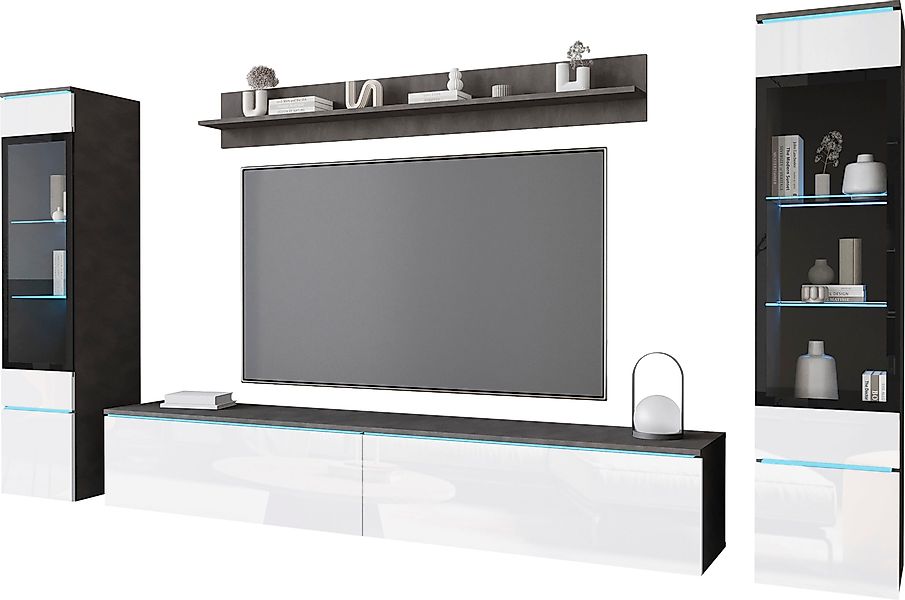 INOSIGN Wohnwand "VERA II" Komplett-Set, 4 Stk. tlg. Mediawand 260 cm, Vitr günstig online kaufen