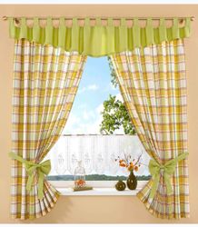 Stickereien Plauen Vorhang "Dolche" Kräuselband 2 Stk. tlg. Karo günstig online kaufen