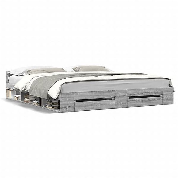 vidaXL Bett Bettgestell mit Schubladen Grau Sonoma 180x200cm Holzwerkstoff günstig online kaufen