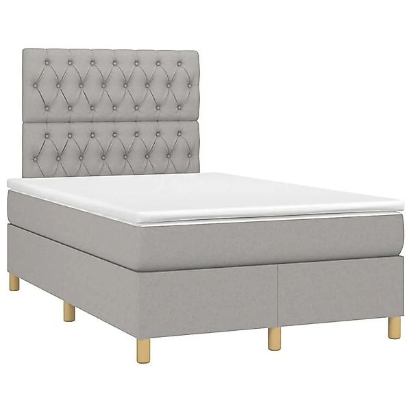 vidaXL Boxspringbett mit Matratze & LED Hellgrau 120x190 cm Stoff 3270267 günstig online kaufen