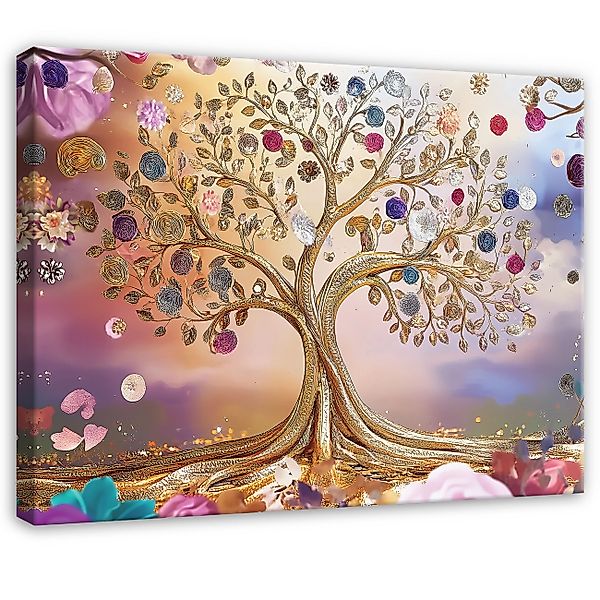 Wallarena Leinwandbild Abstrakt Baum Bunt Leinwand Bilder Wandbild XXL Deko günstig online kaufen