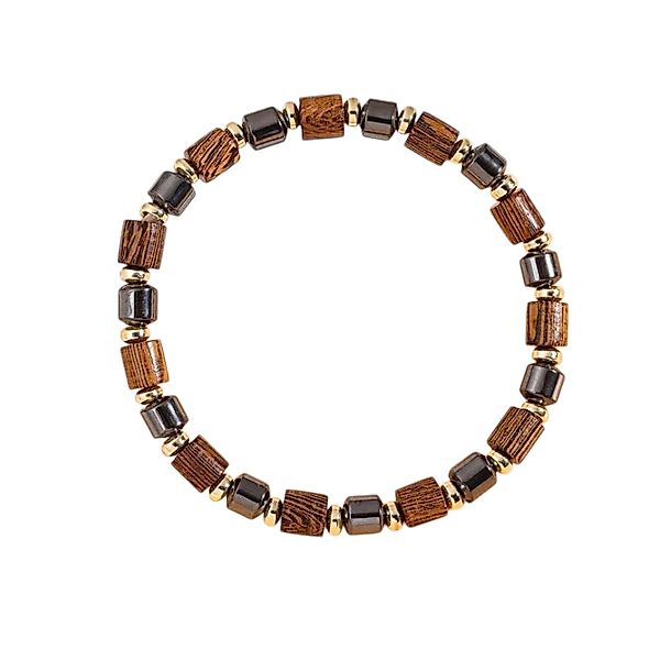 KARMA Armband Damen Holz Hämatit Braun günstig online kaufen