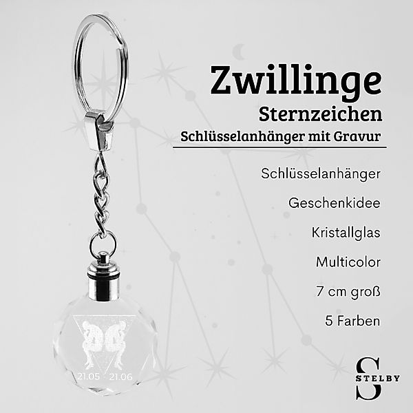 Stelby Schlüsselanhänger Zwillinge Sternzeichen Schlüsselanhänger Multicolo günstig online kaufen